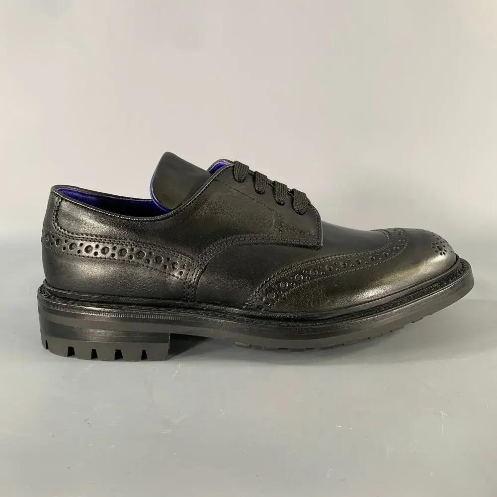 BURBERRY Size 8 Black Perforated Leather Lace Up Lace Up Shoes